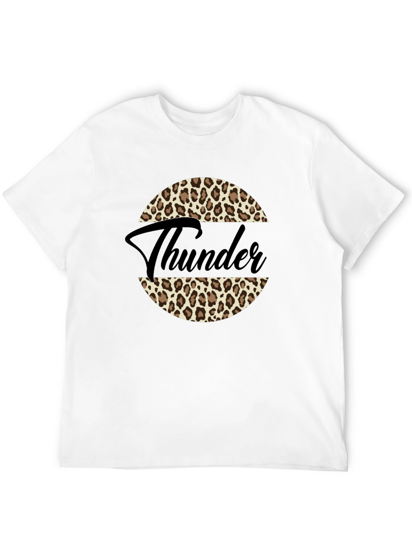 Leopard Print Thunder Graphic Black T-Shirt