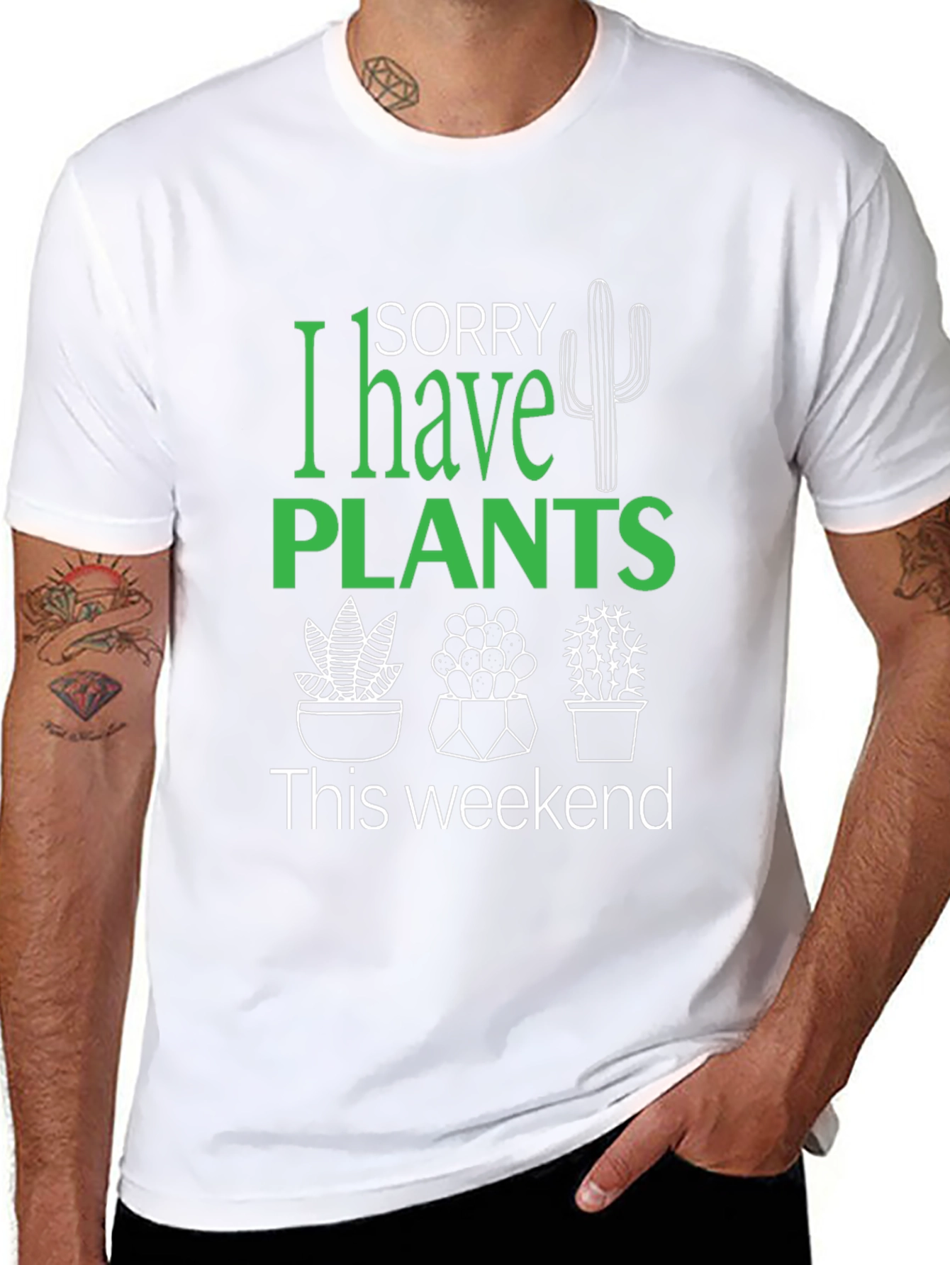 Sorry I Have Plants Black Graphic T-Shirt