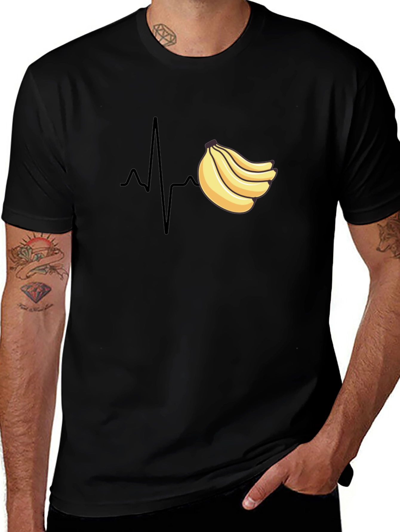 Banana Heartbeat T-Shirt - Funny Fruit ECG Tee