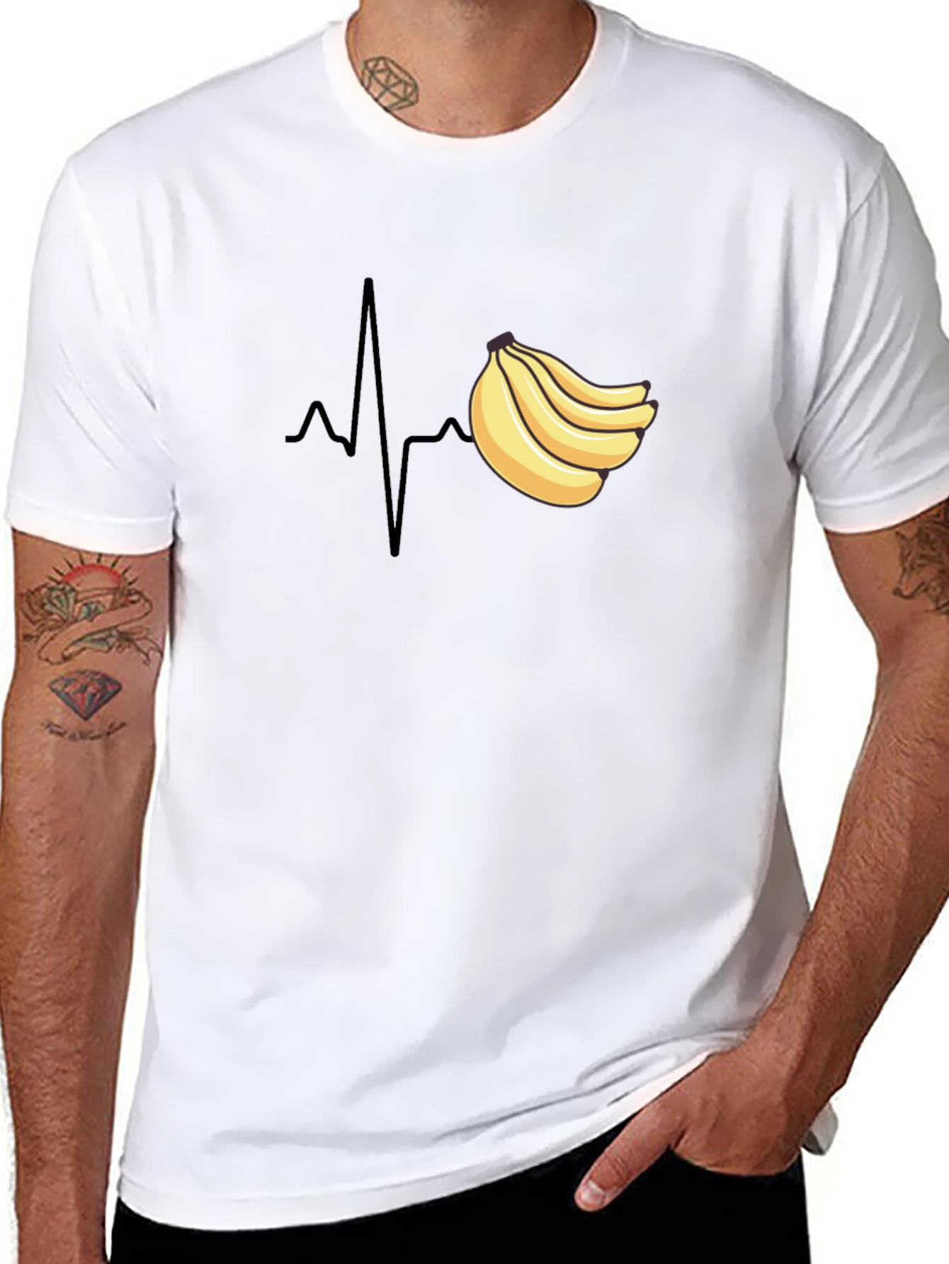 Banana Heartbeat T-Shirt - Funny Fruit ECG Tee