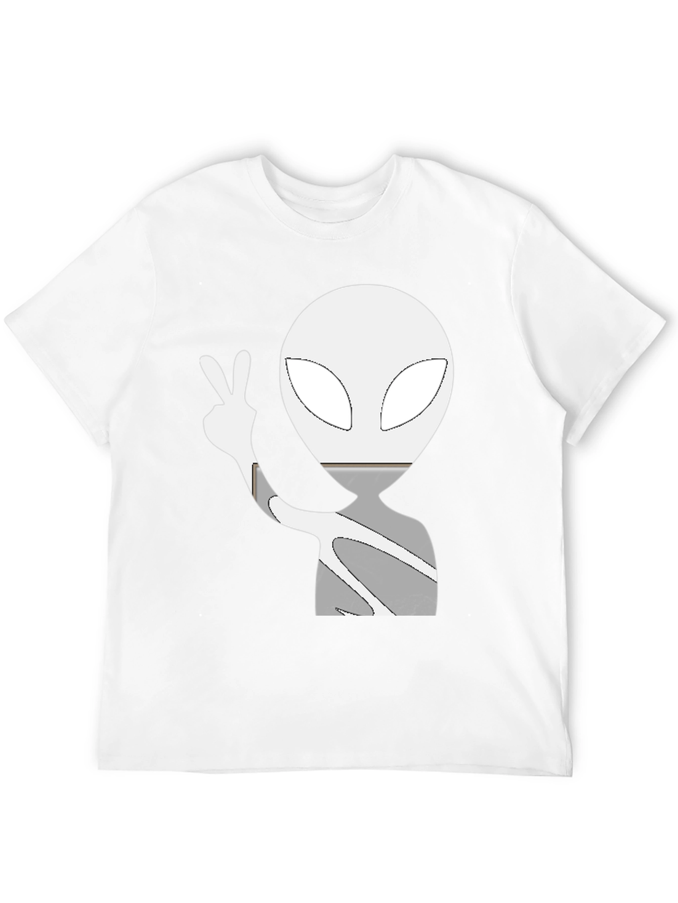 Cool Alien Peace Sign Graphic Tee - Black