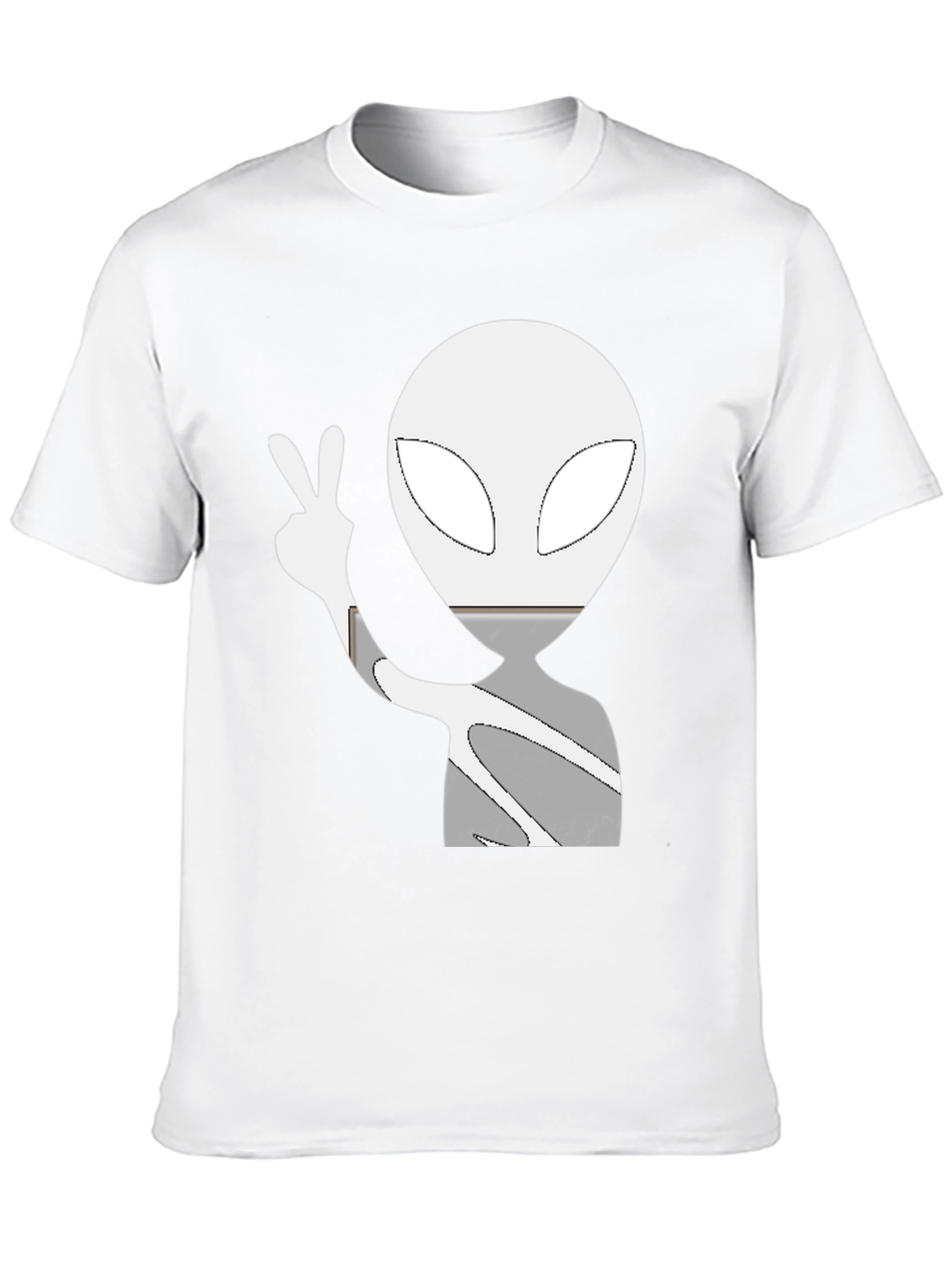 Cool Alien Peace Sign Graphic Tee - Black