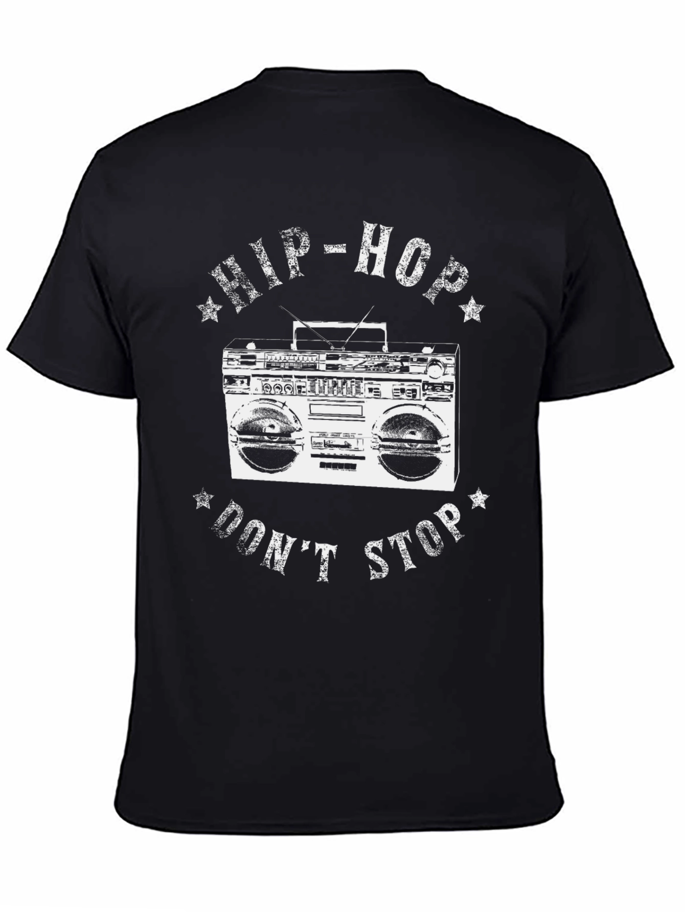 Hip-Hop Dont Stop Boombox Graphic Tee - Black