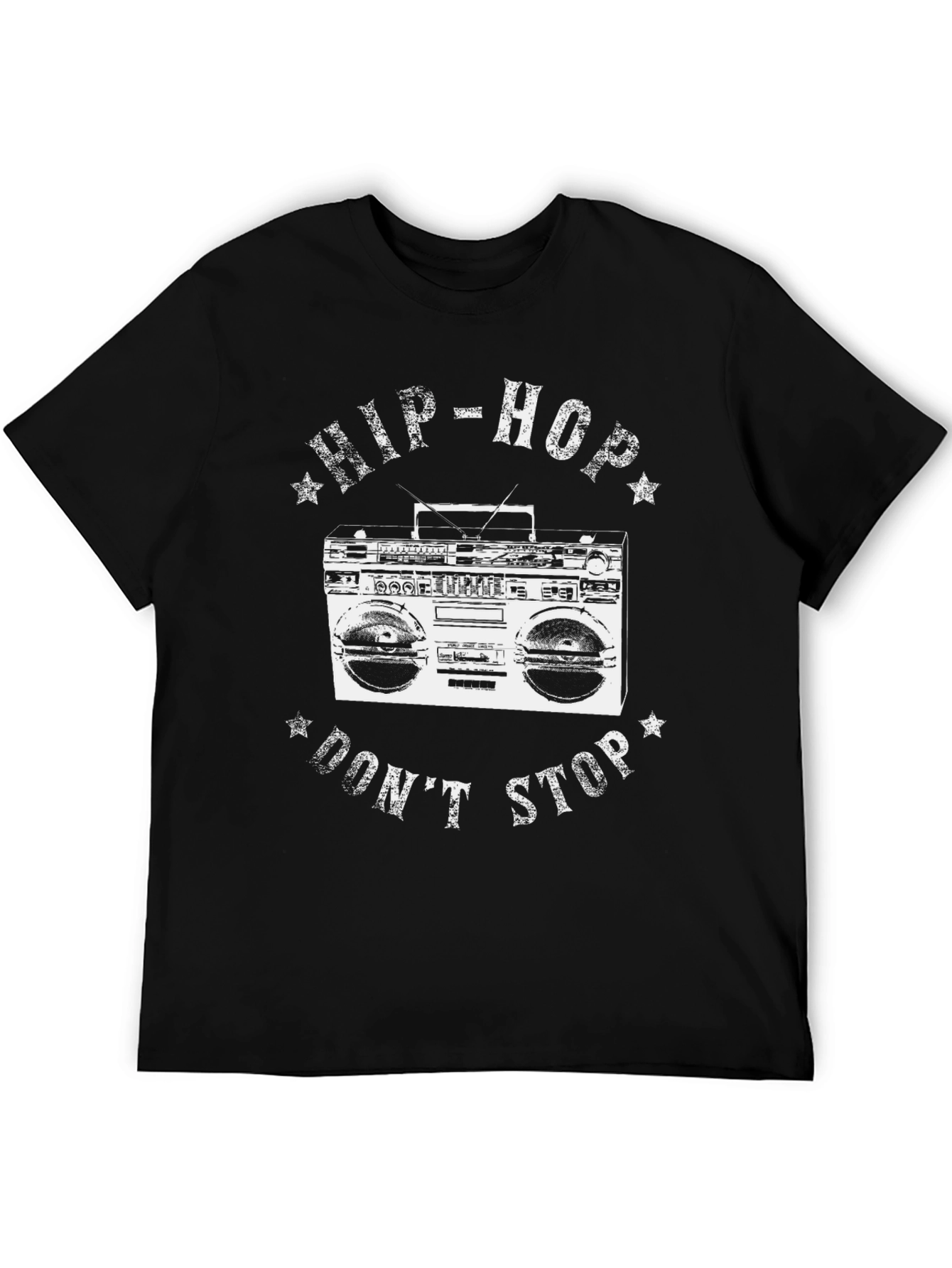 Hip-Hop Dont Stop Boombox Graphic Tee - Black