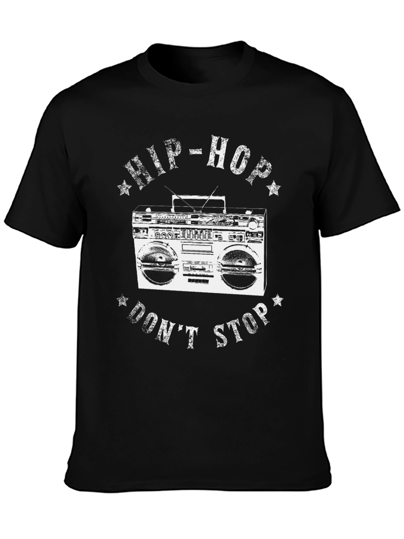 Hip-Hop Dont Stop Boombox Graphic Tee - Black