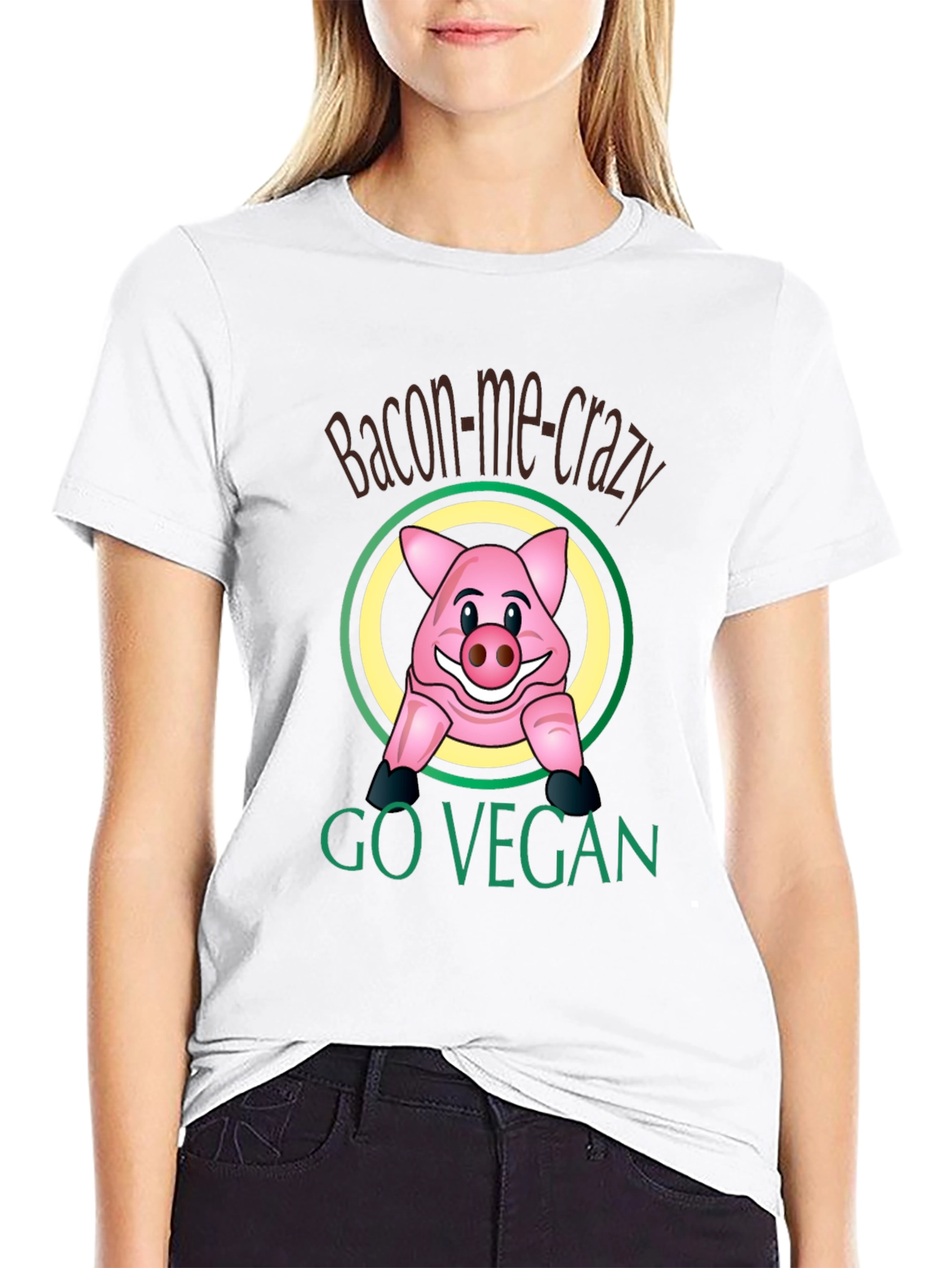 Bacon-Me-Crazy Go Vegan T-Shirt - Funny Pig Design