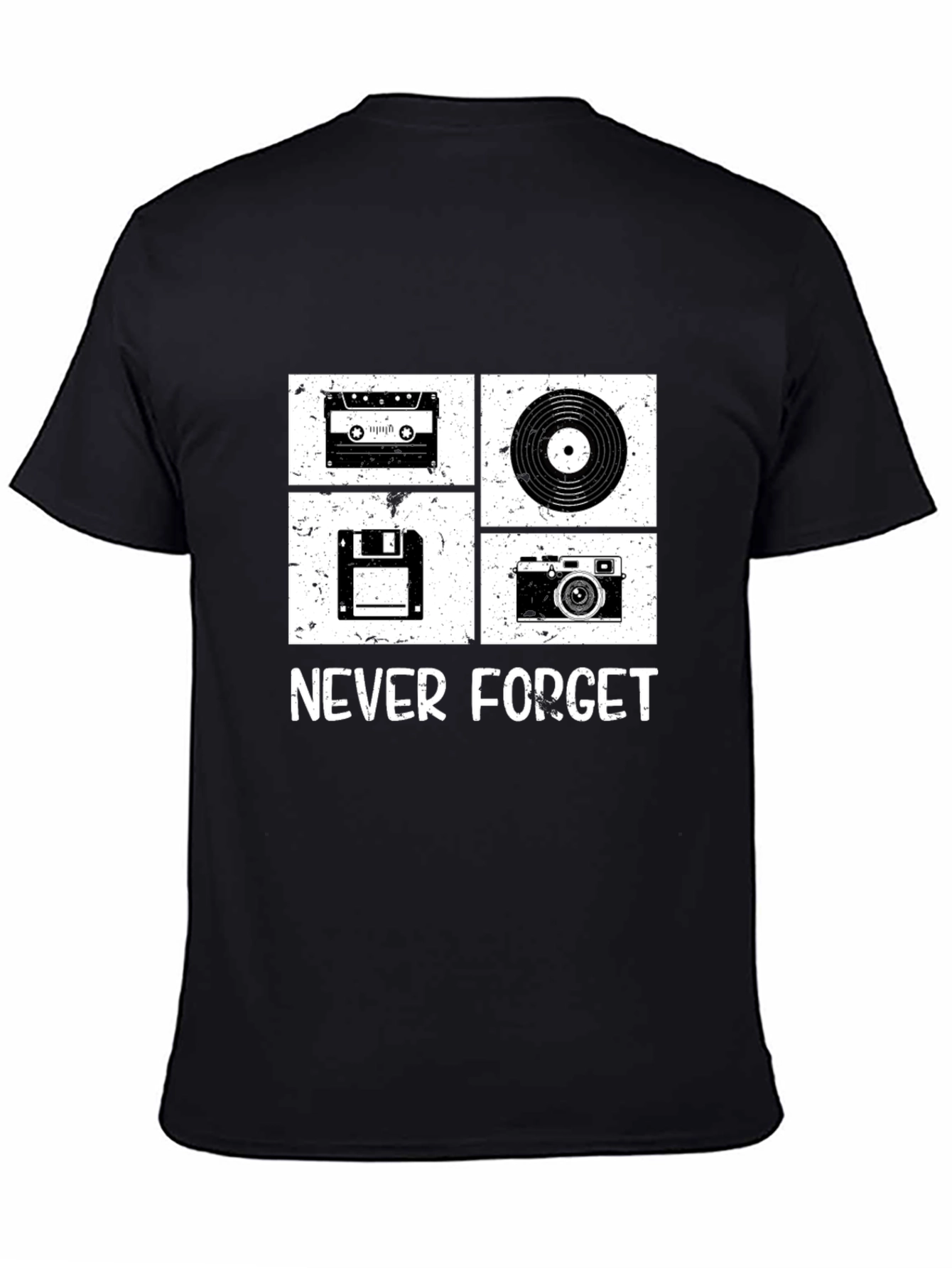 Retro Tech T-Shirt - Cassette Vinyl Floppy Disk Camera
