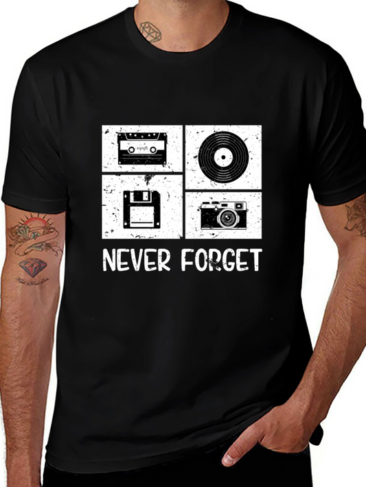 Retro Tech T-Shirt - Cassette Vinyl Floppy Disk Camera