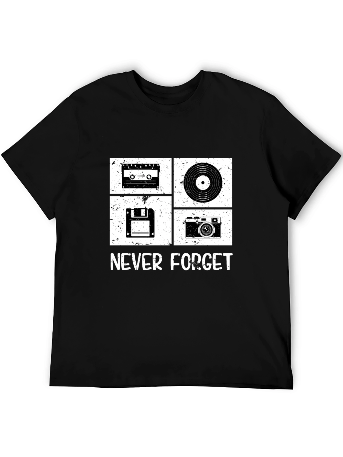 Retro Tech T-Shirt - Cassette Vinyl Floppy Disk Camera