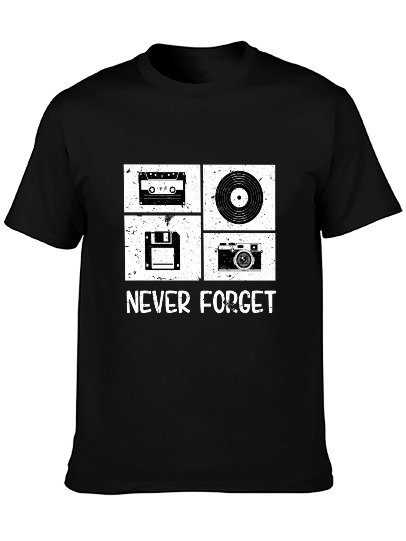 Retro Tech T-Shirt - Cassette Vinyl Floppy Disk Camera