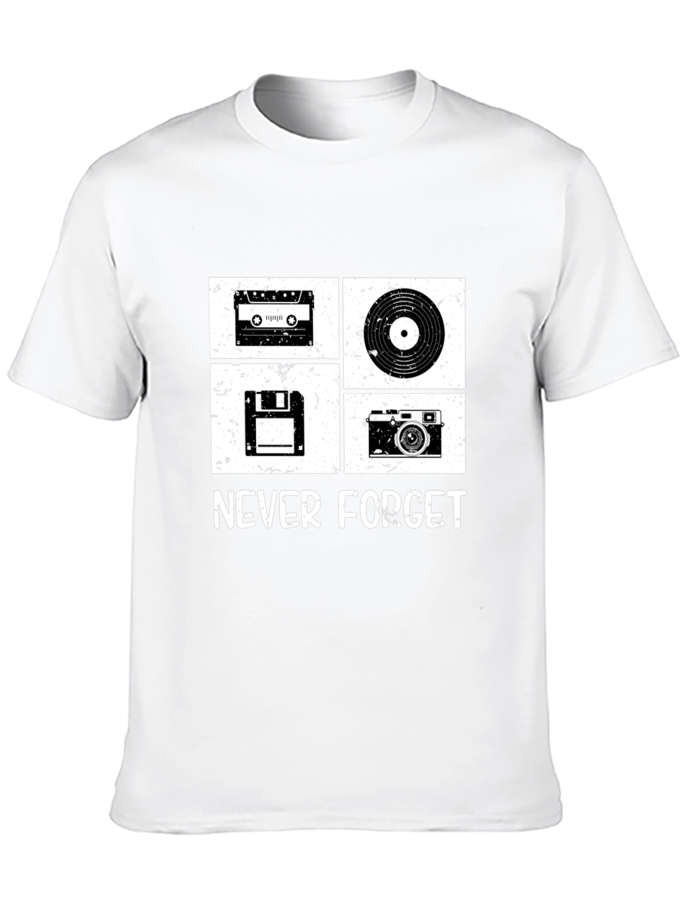 Retro Tech T-Shirt - Cassette Vinyl Floppy Disk Camera