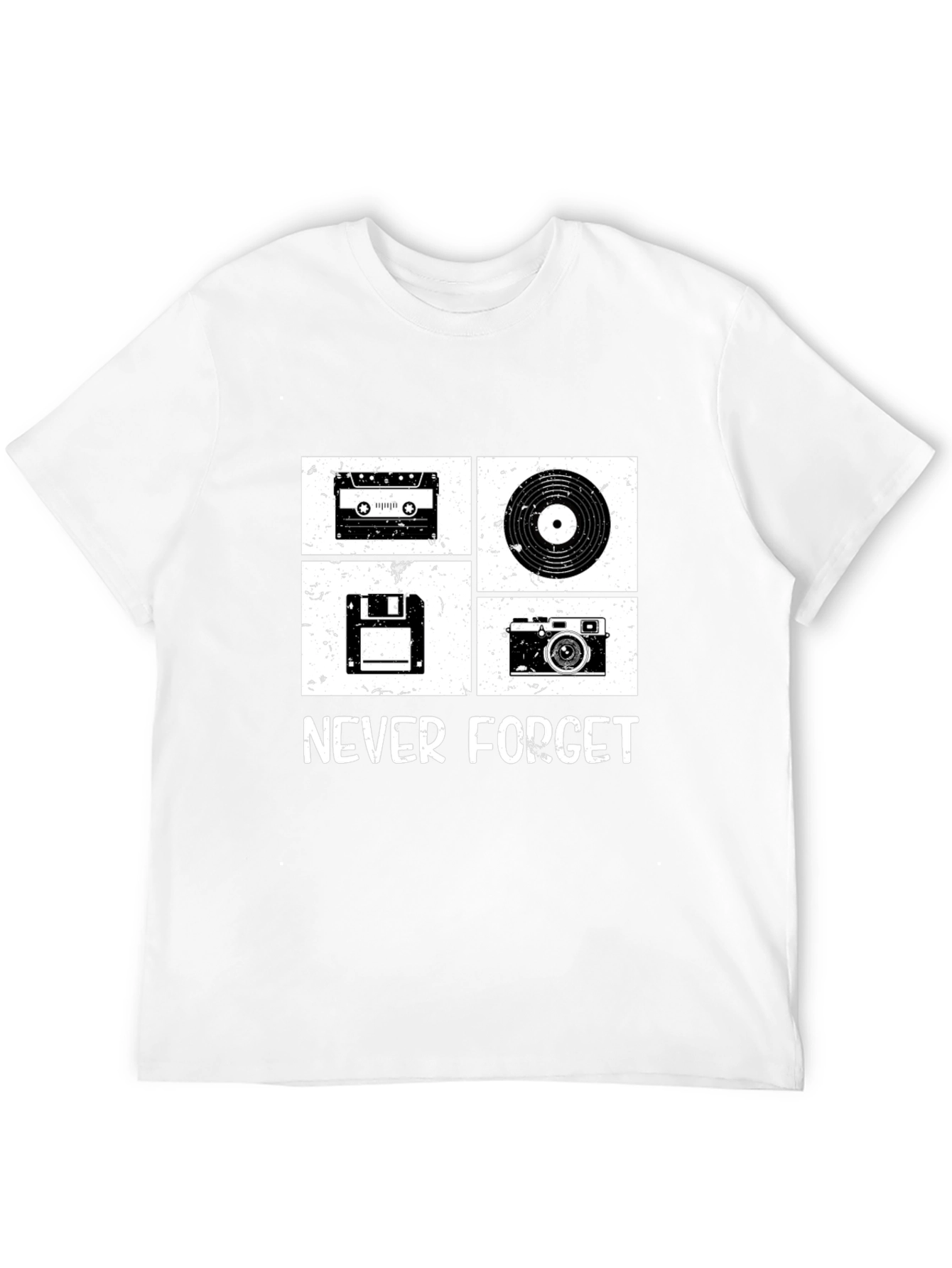 Retro Tech T-Shirt - Cassette Vinyl Floppy Disk Camera