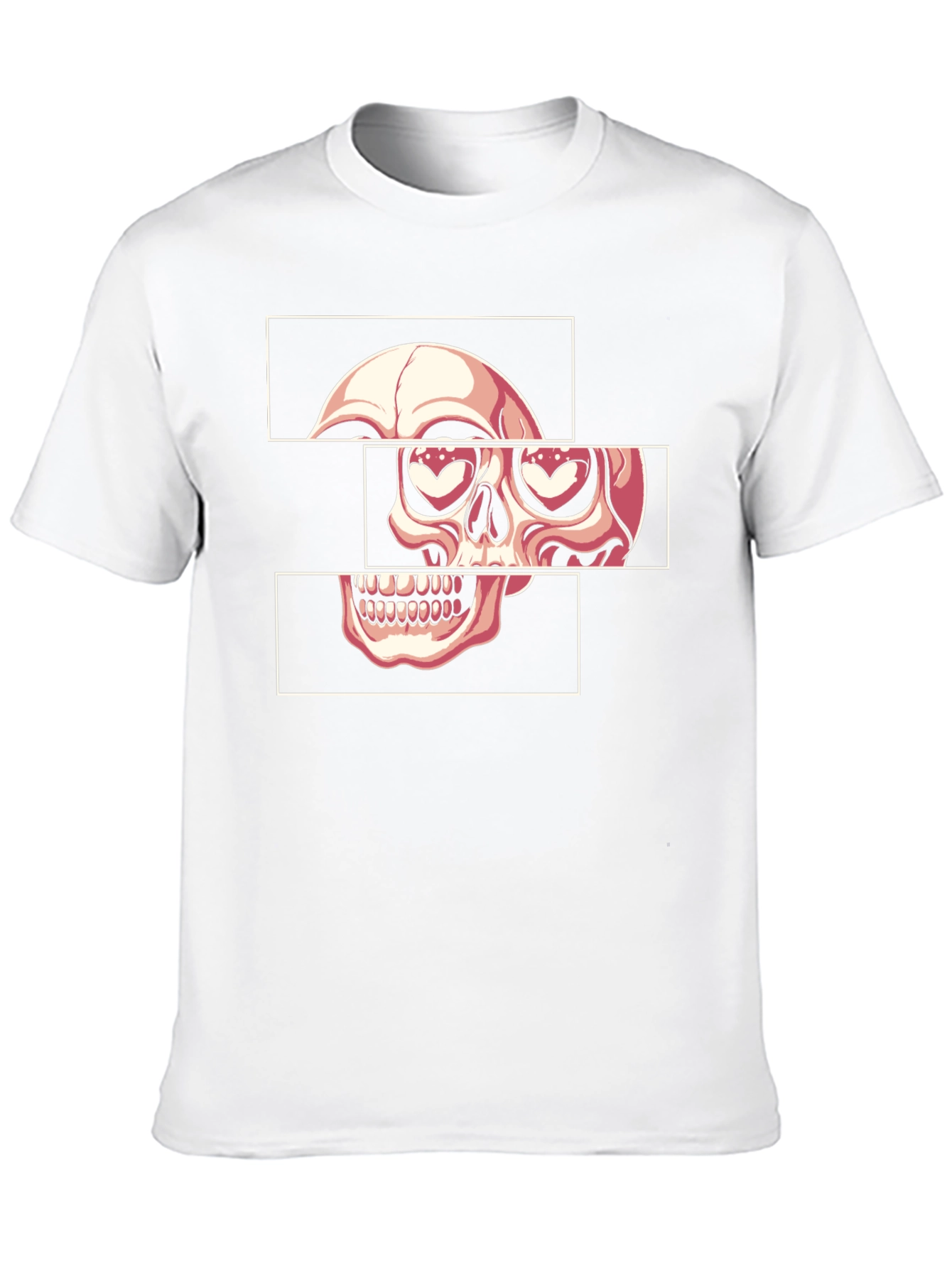 Skull Heart Eyes Graphic Tee - Black Cotton Blend