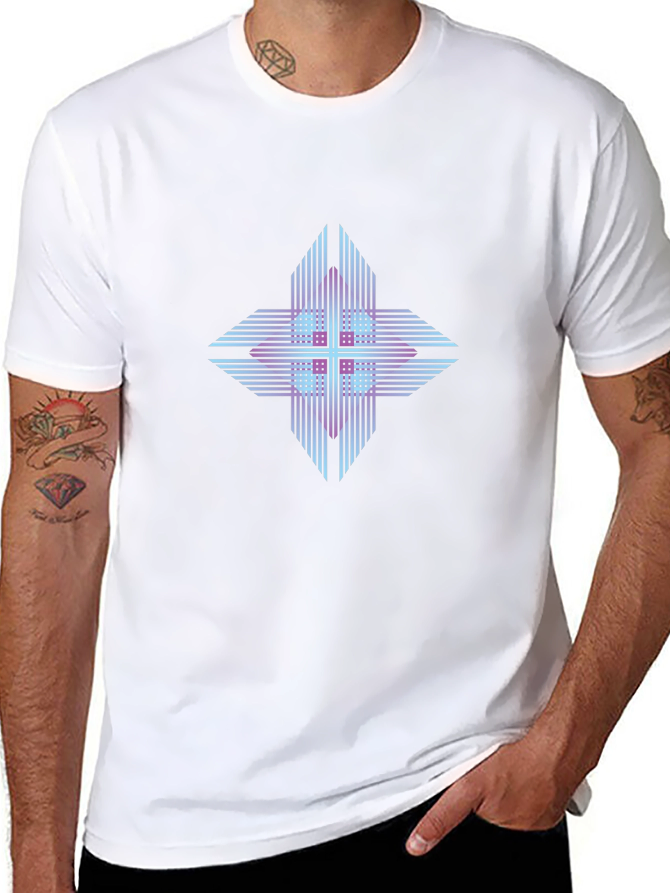 Geometric Cross Graphic T-Shirt - Modern Style