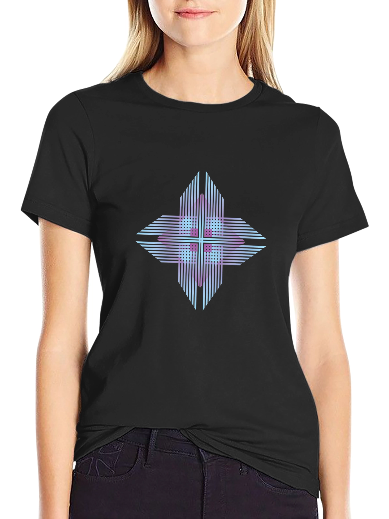 Geometric Cross Graphic T-Shirt - Modern Style
