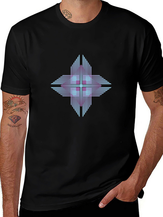 Geometric Cross Graphic T-Shirt - Modern Style