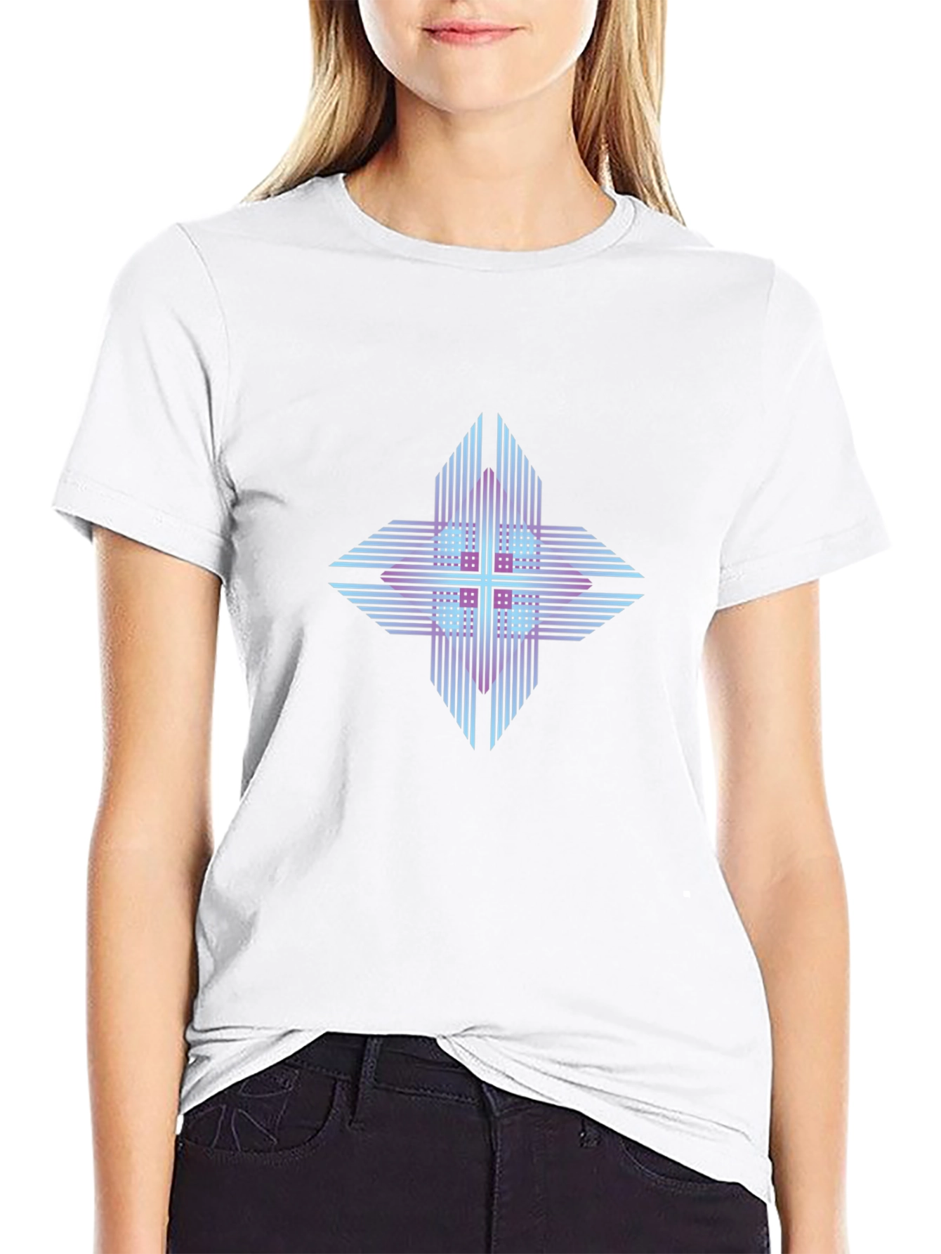 Geometric Cross Graphic T-Shirt - Modern Style