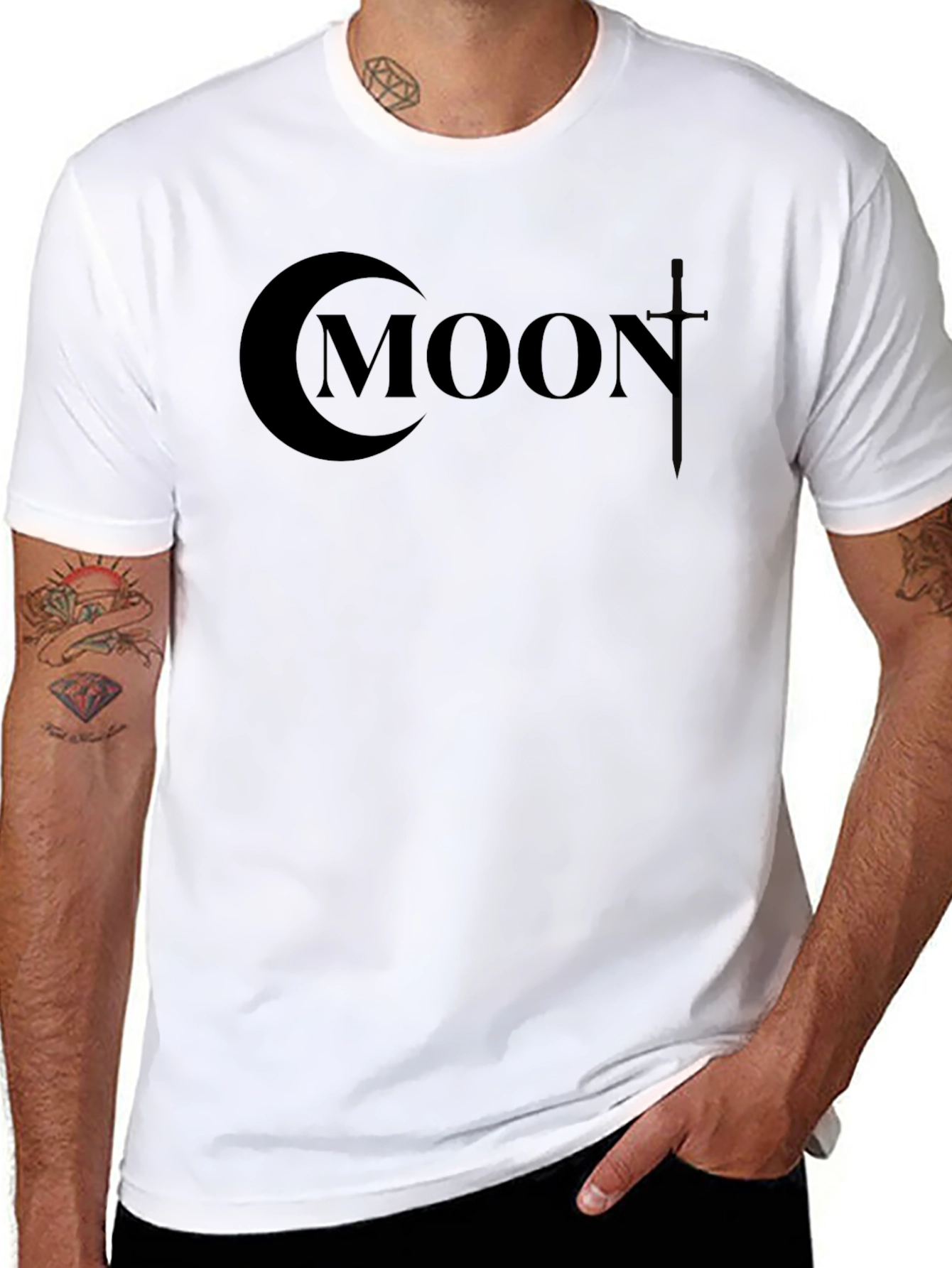 Moon Graphic Black T-Shirt - Mens Casual Tee