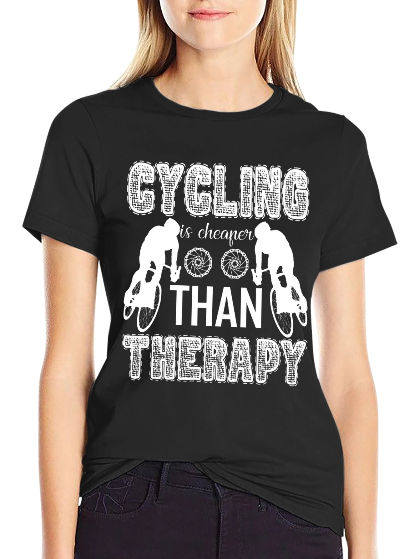 Cycling Cheaper Than Therapy Graphic T-Shirt