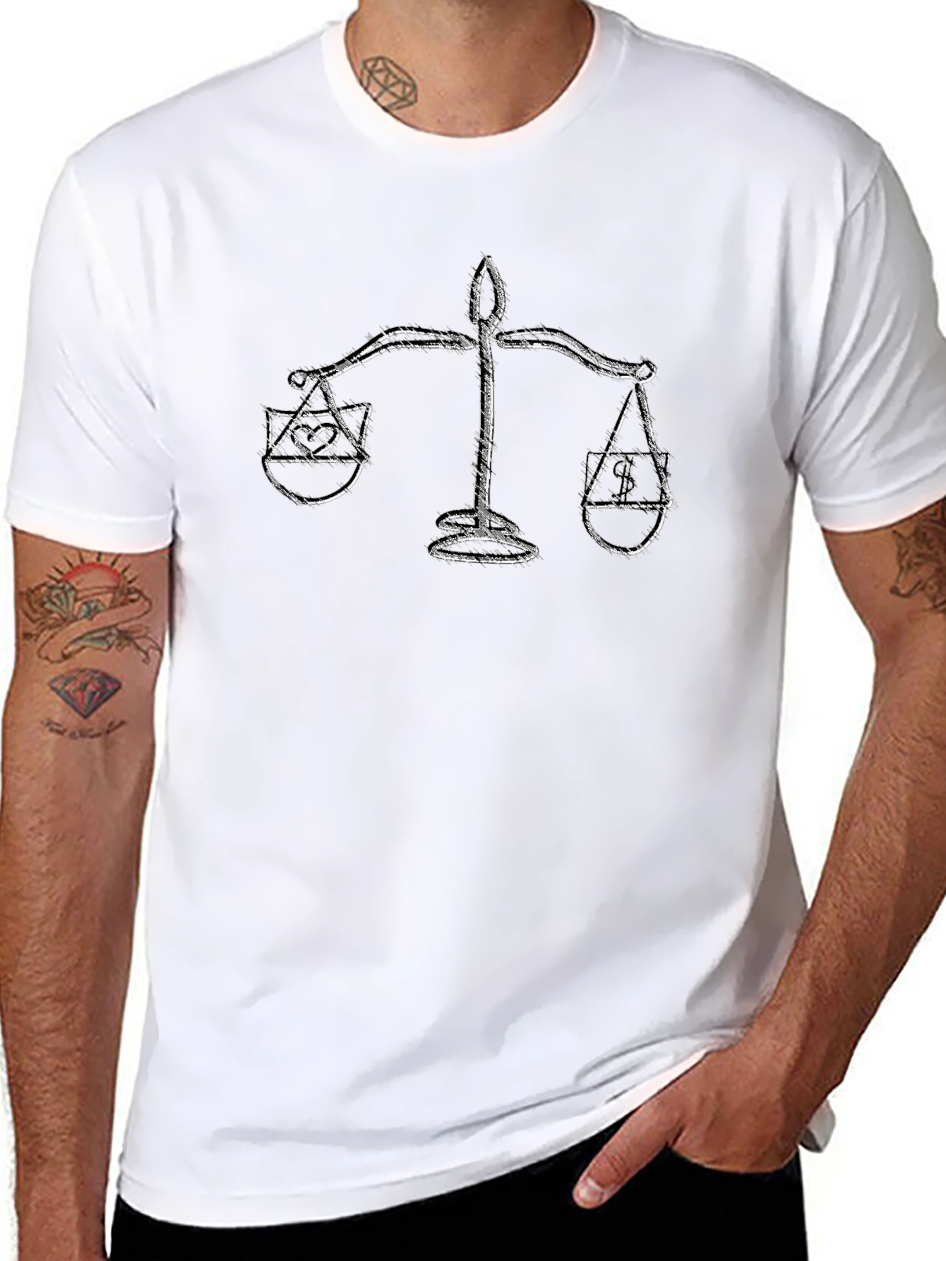 Balance T-Shirt: Heart vs Money Graphic Tee