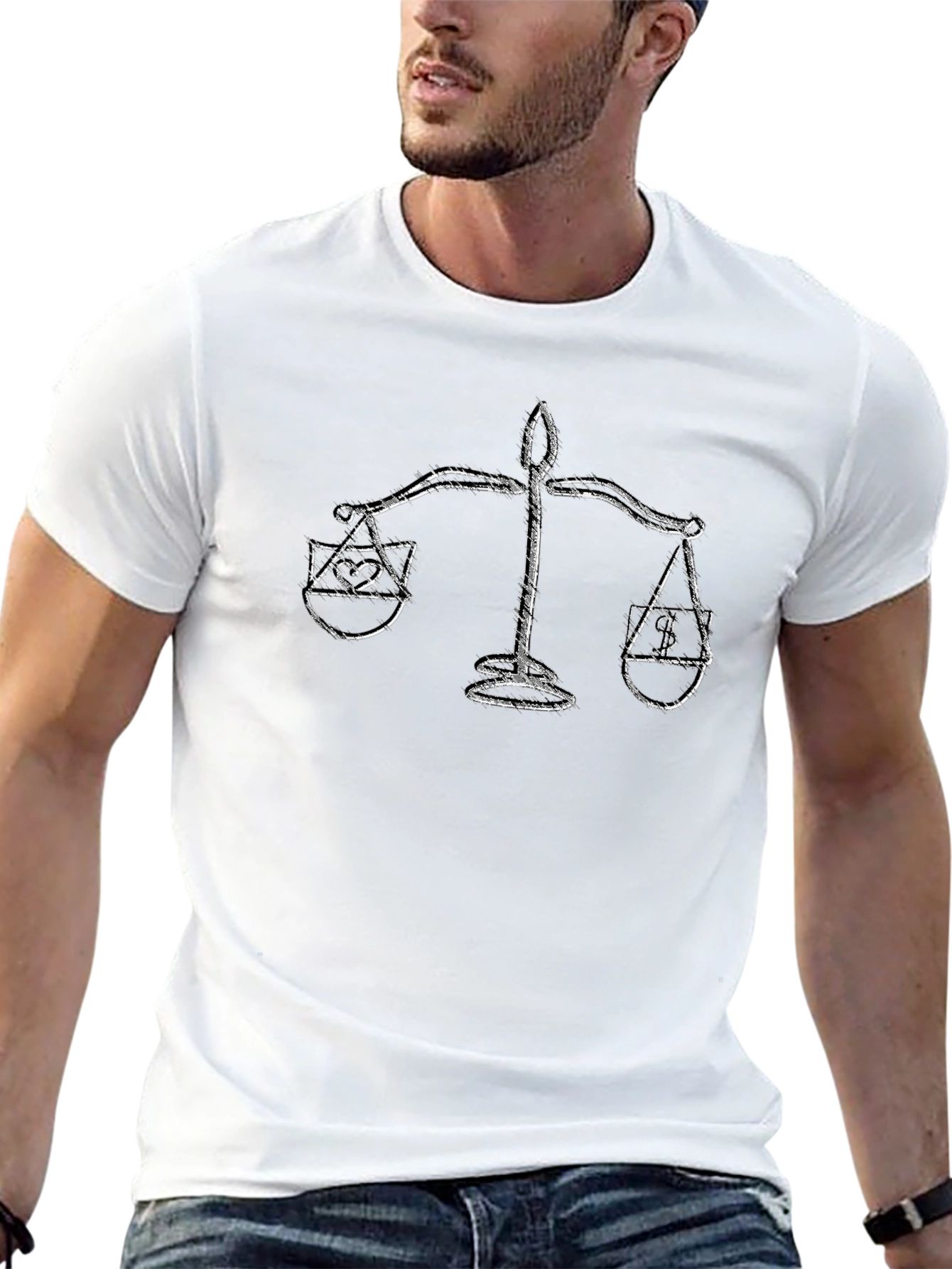 Balance T-Shirt: Heart vs Money Graphic Tee