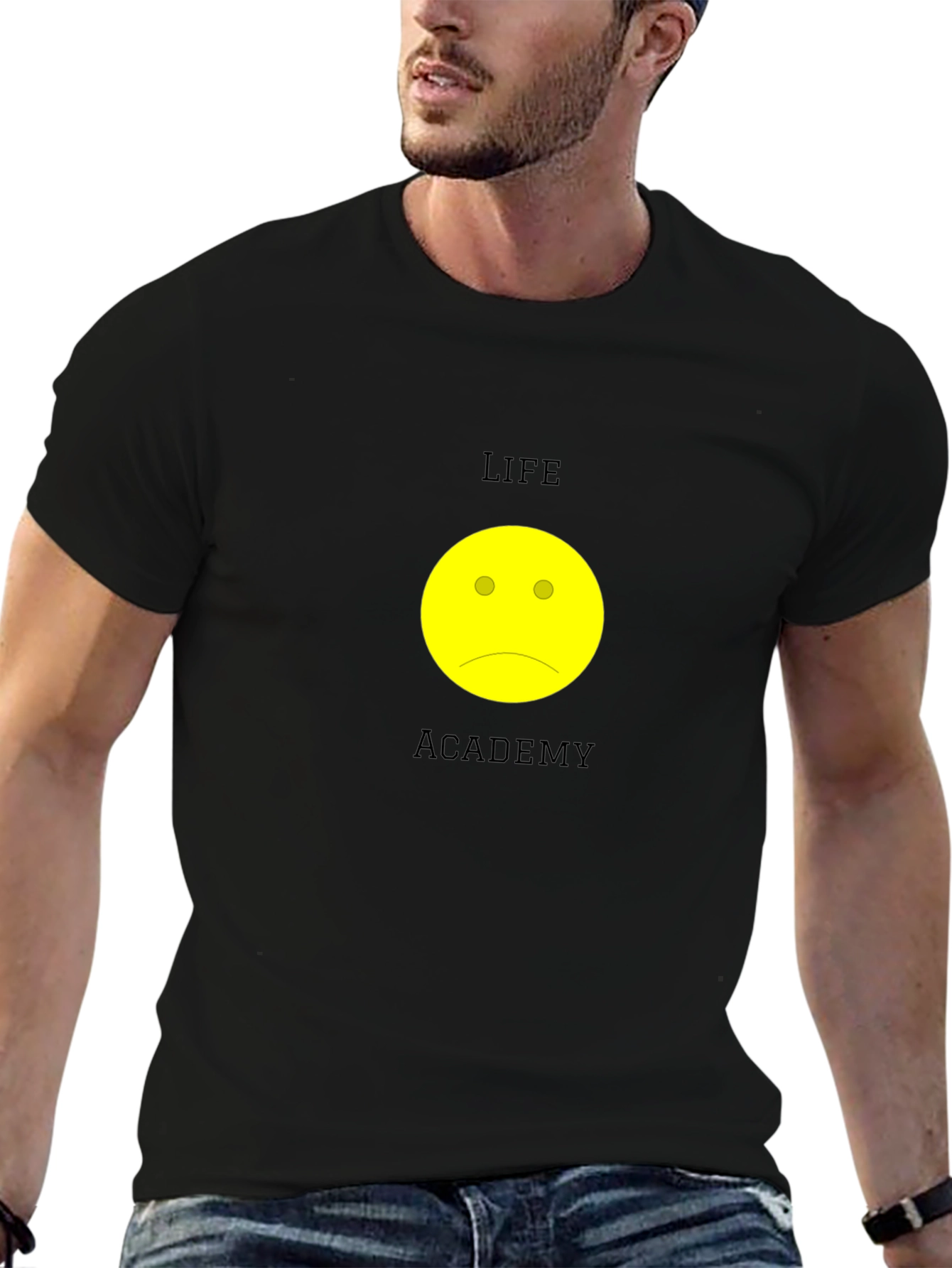 Life Academy Sad Face Black T-Shirt