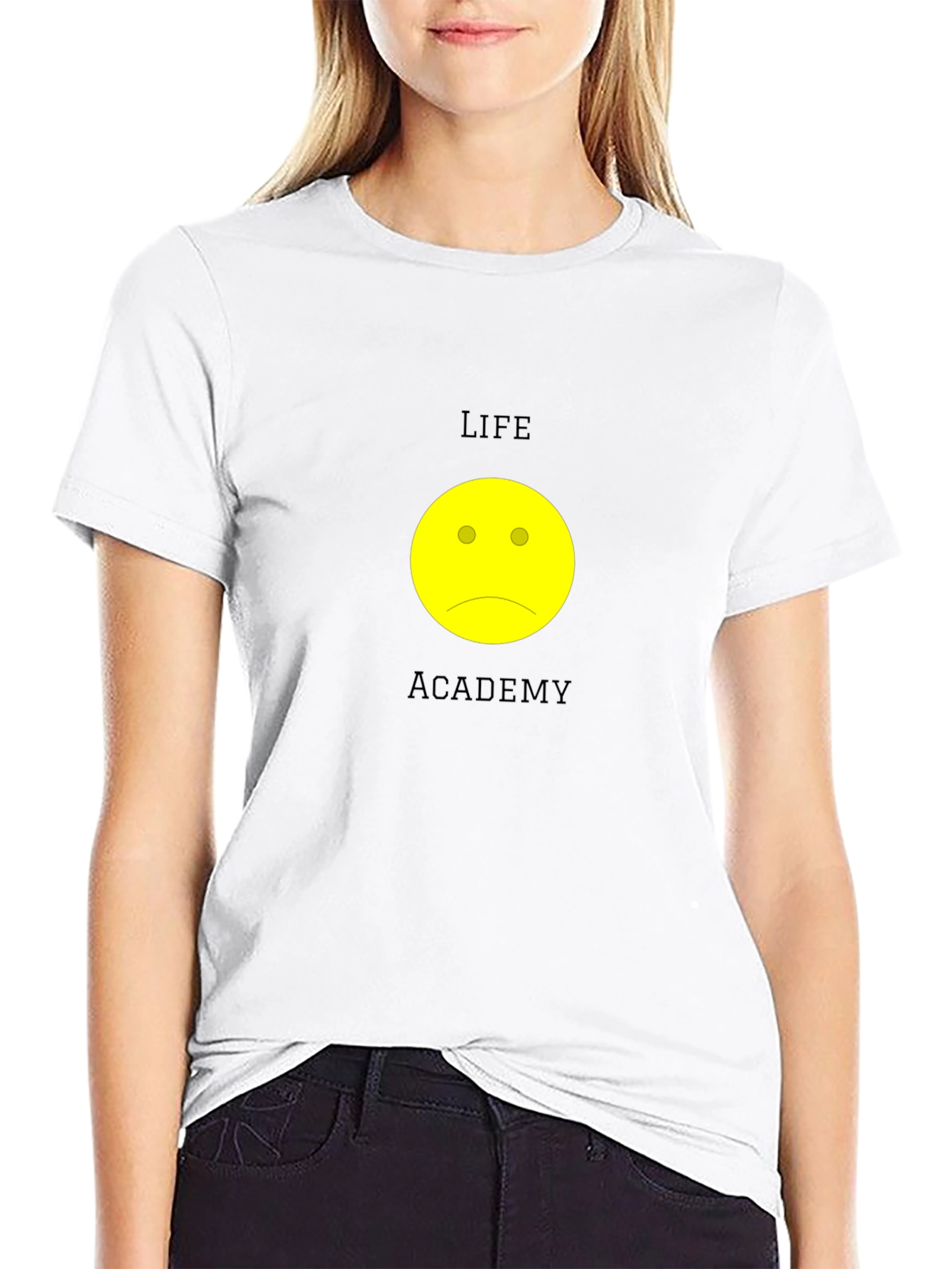 Life Academy Sad Face Black T-Shirt