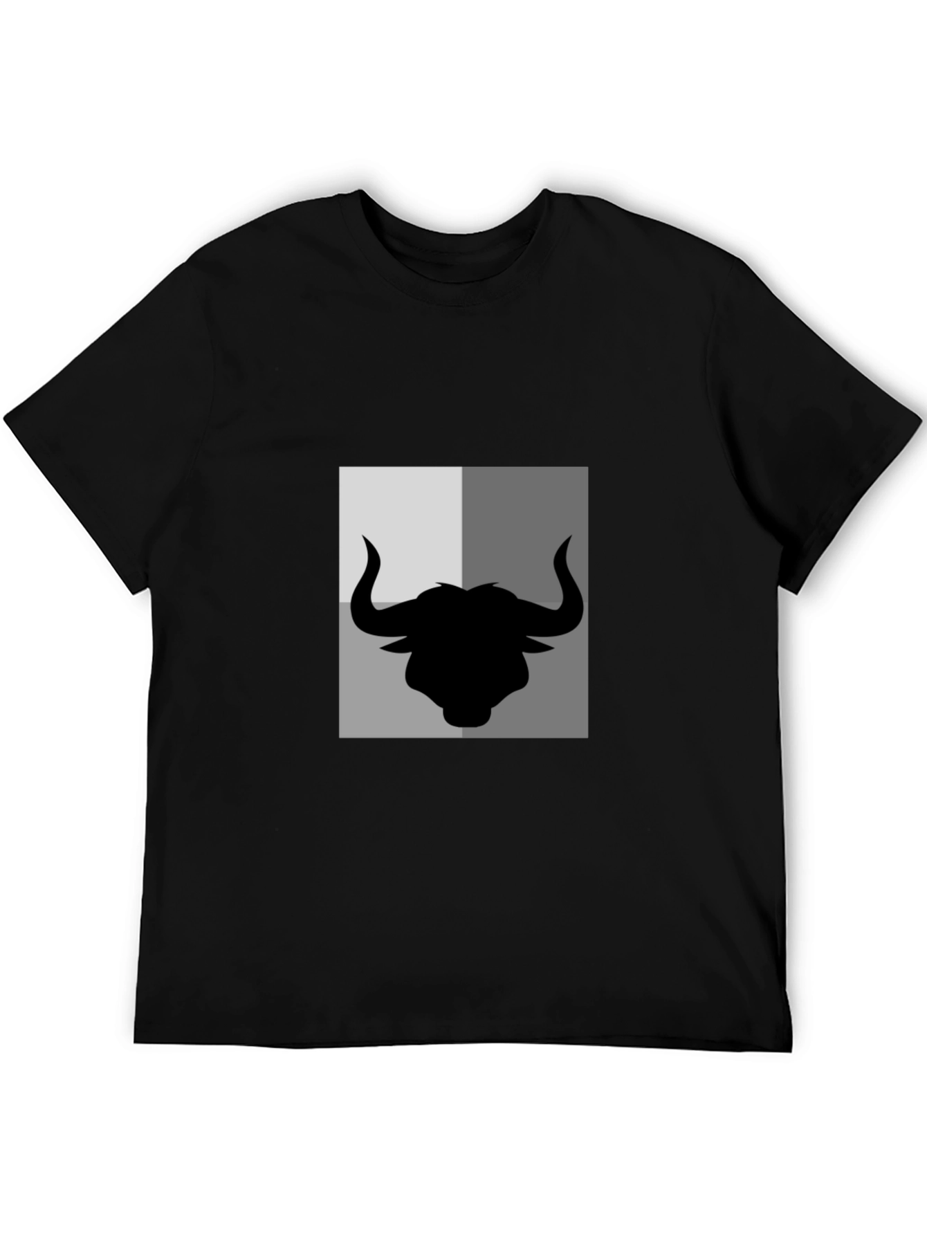 Bull Silhouette Graphic Print Mens Black T-Shirt