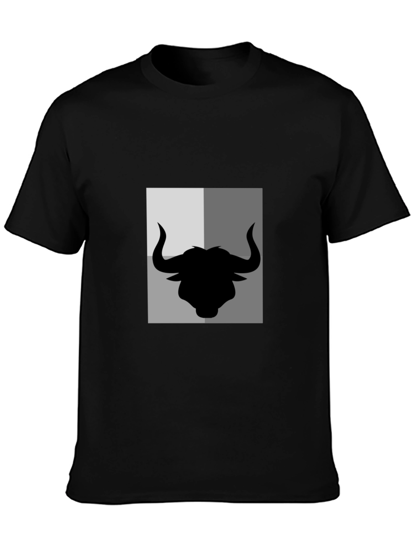 Bull Silhouette Graphic Print Mens Black T-Shirt