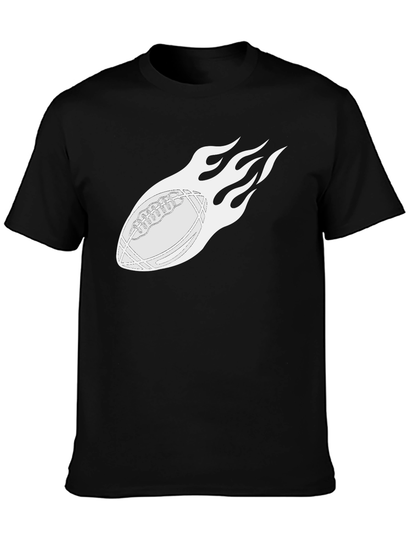 Flaming Football Graphic Tee - Black