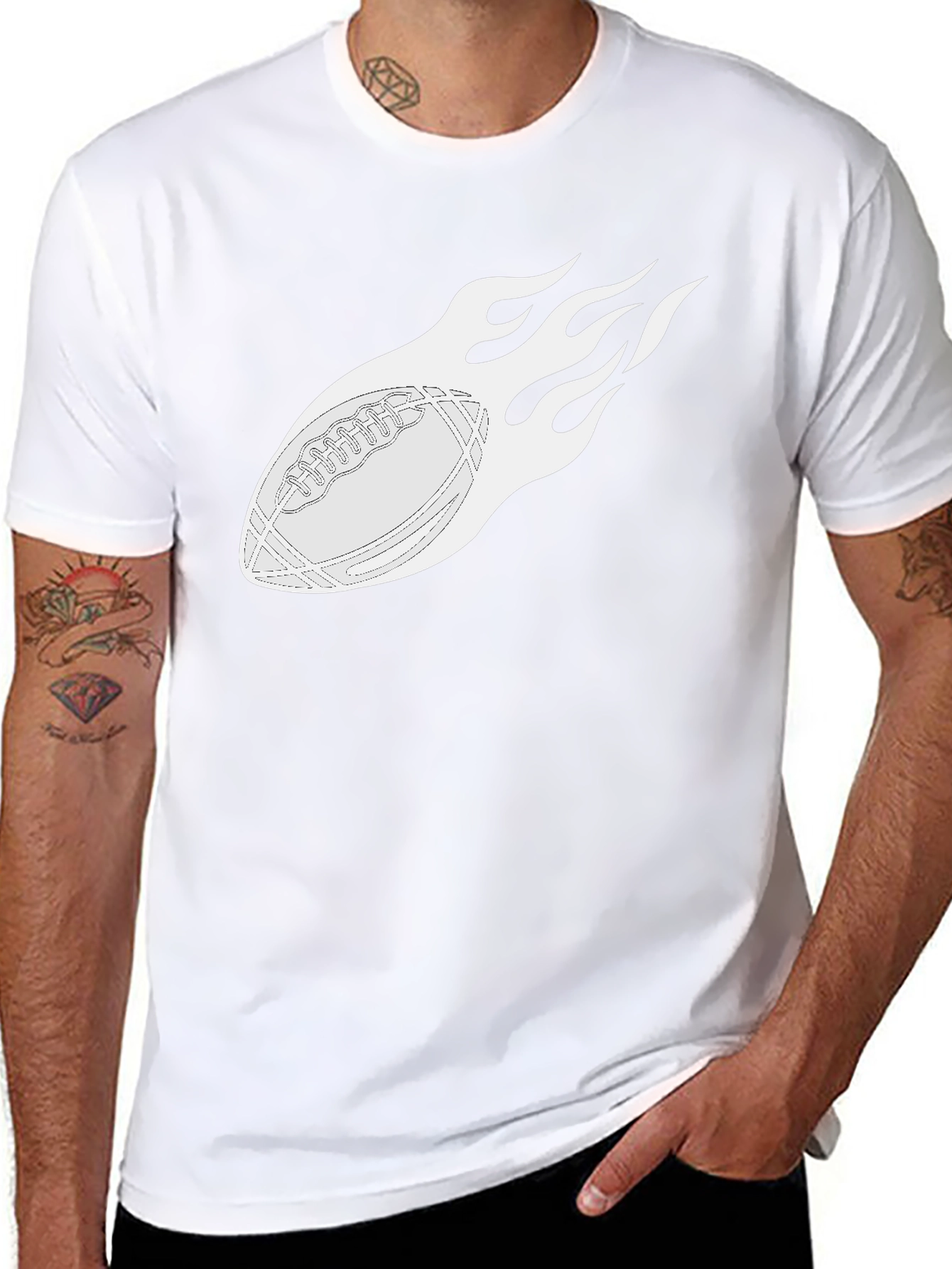Flaming Football Graphic Tee - Black