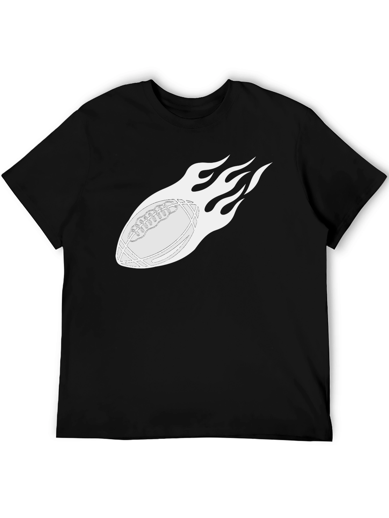 Flaming Football Graphic Tee - Black