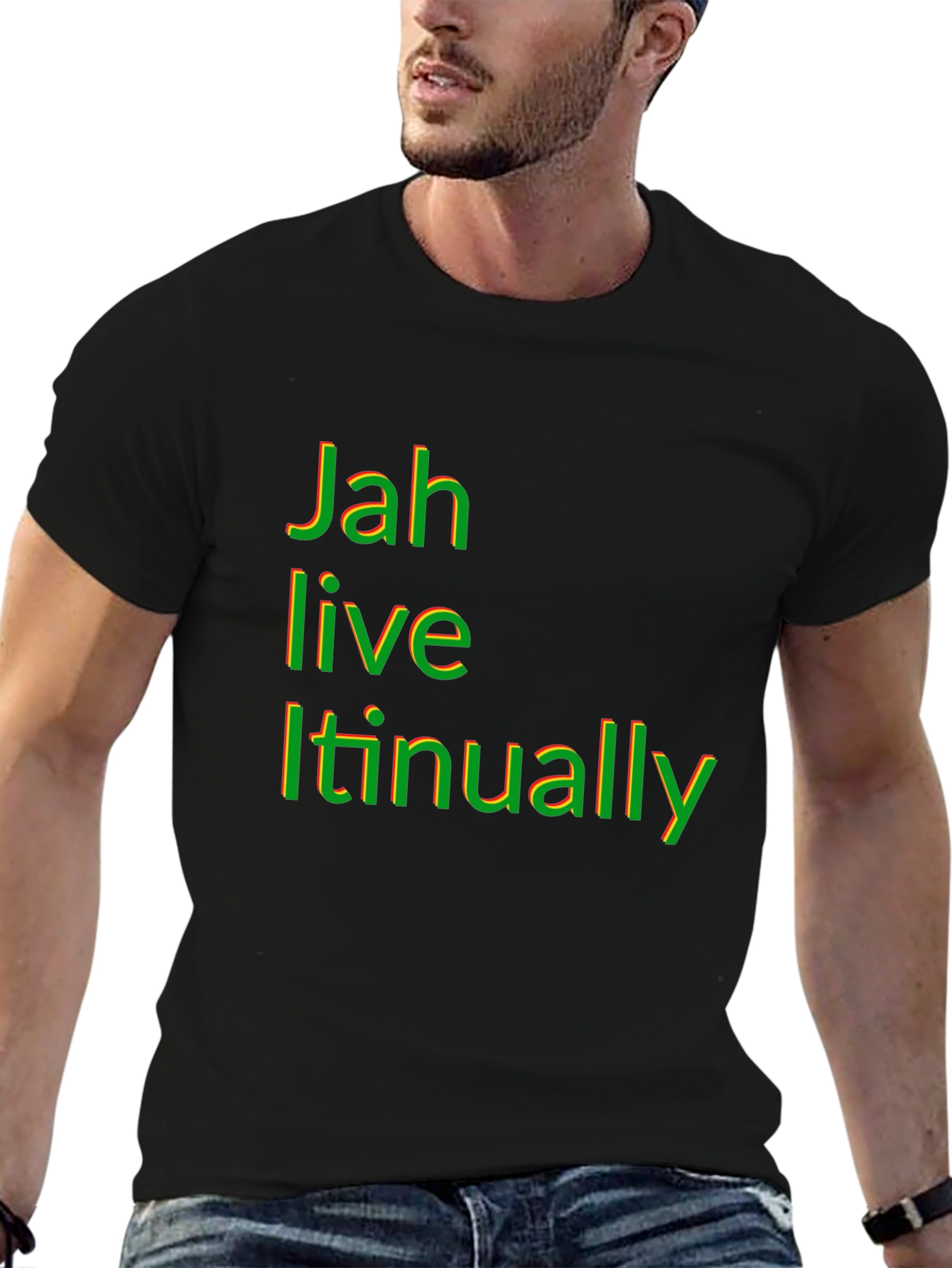 Rasta Jah Live Itinually Black T-Shirt