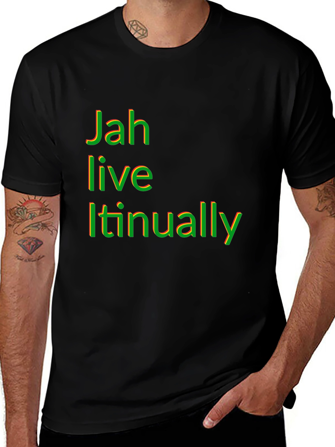 Rasta Jah Live Itinually Black T-Shirt