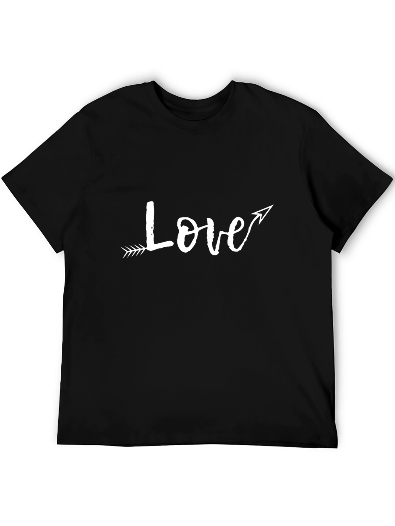 Love Arrow Graphic Tee - Black Cotton Casual T-Shirt