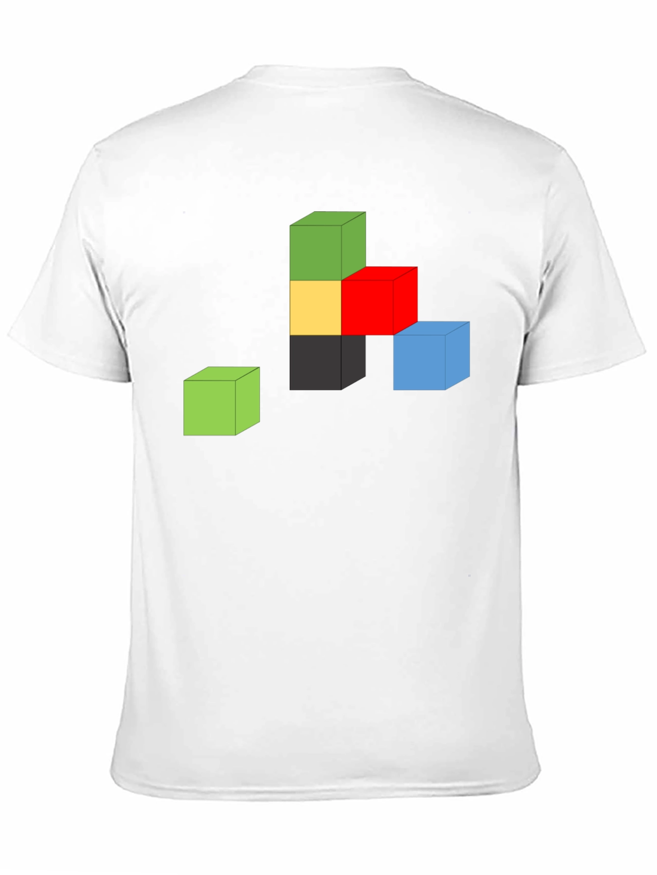 Abstract Cube Graphic Tee - Black Cotton Shirt