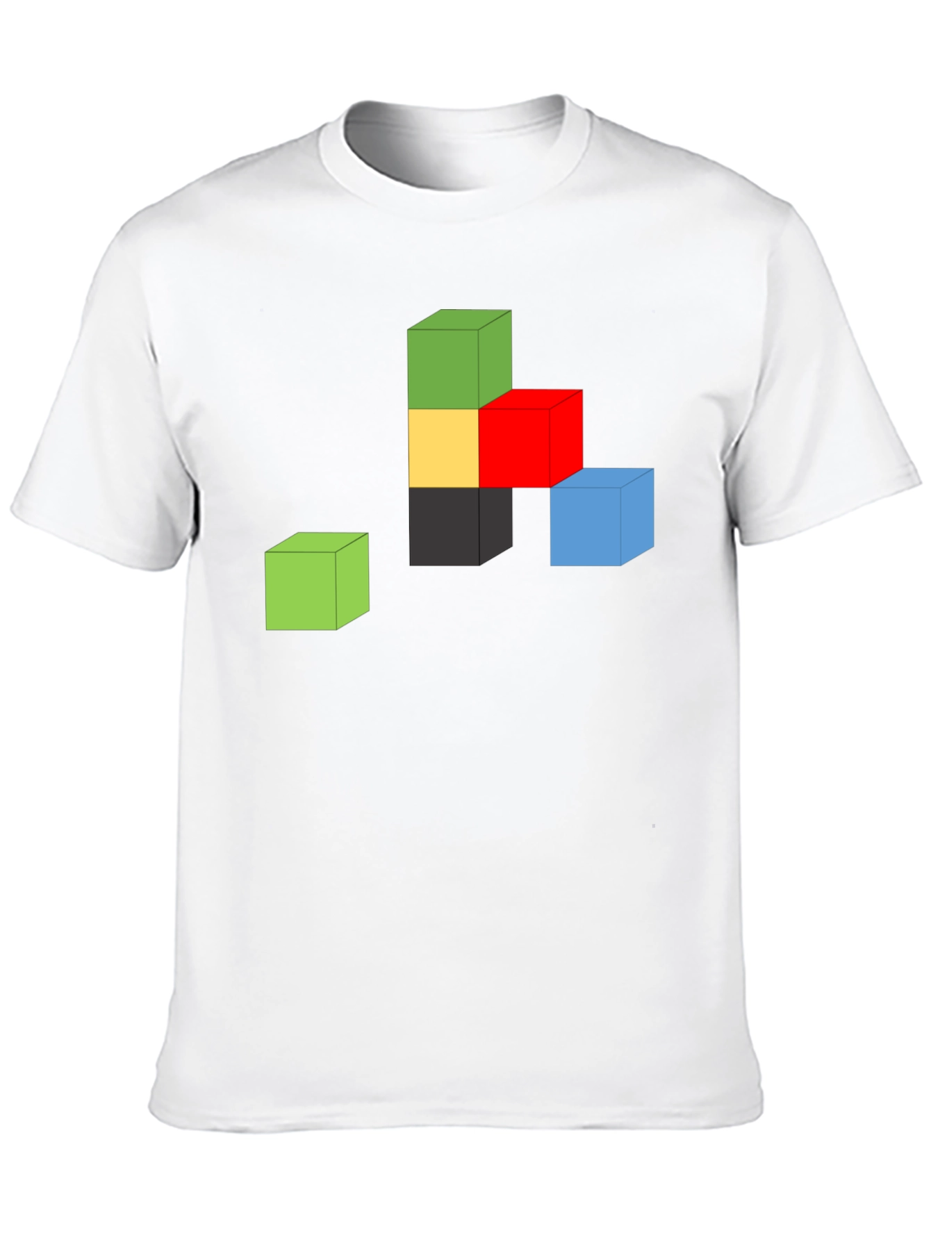 Abstract Cube Graphic Tee - Black Cotton Shirt