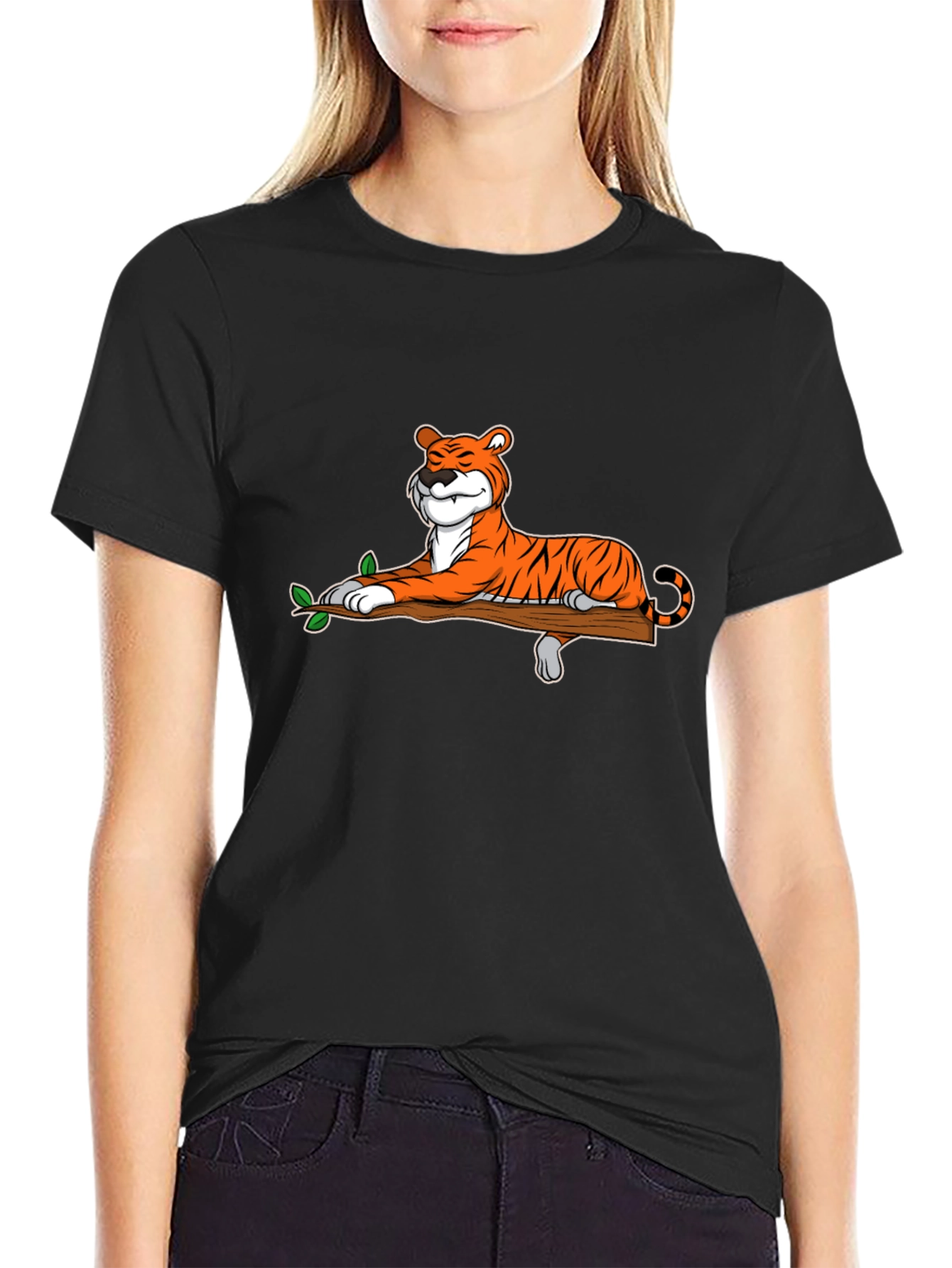 Cool Tiger on Branch Graphic T-Shirt