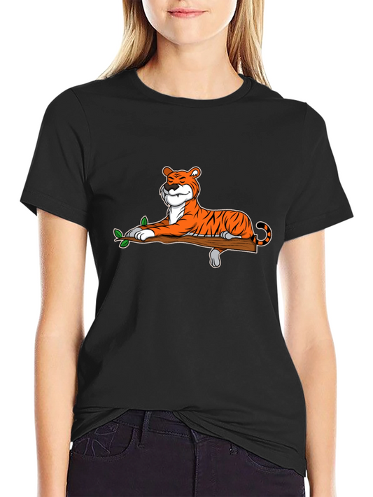 Cool Tiger on Branch Graphic T-Shirt