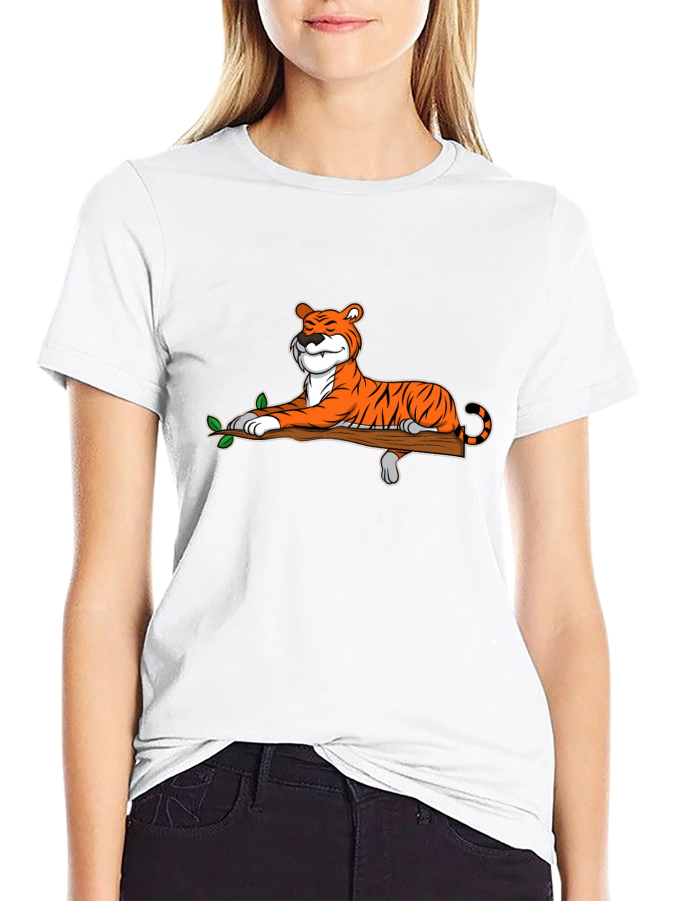 Cool Tiger on Branch Graphic T-Shirt