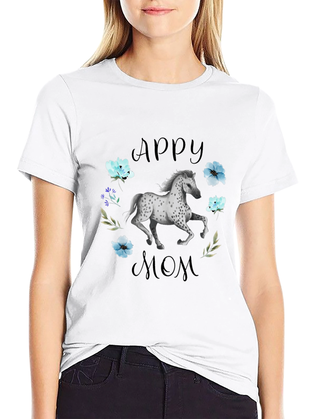 Appy Mom T-Shirt - Floral Horse Design