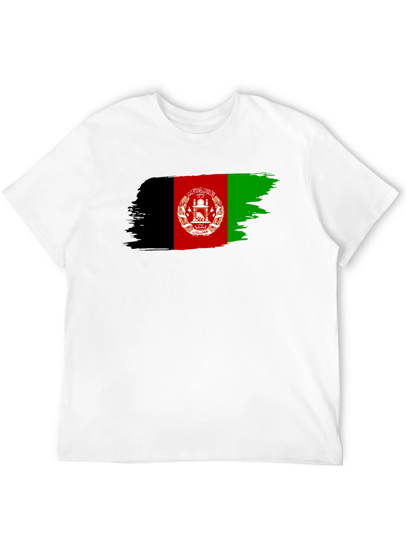 Afghanistan Flag Brush Stroke Black T-Shirt