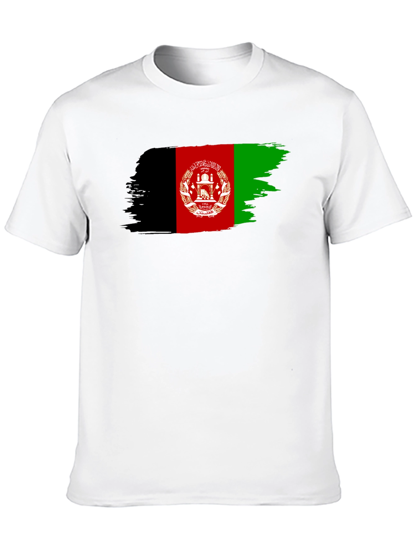 Afghanistan Flag Brush Stroke Black T-Shirt