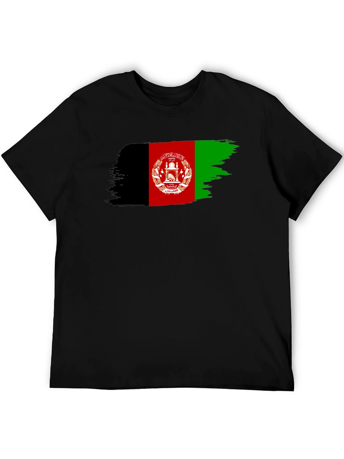 Afghanistan Flag Brush Stroke Black T-Shirt
