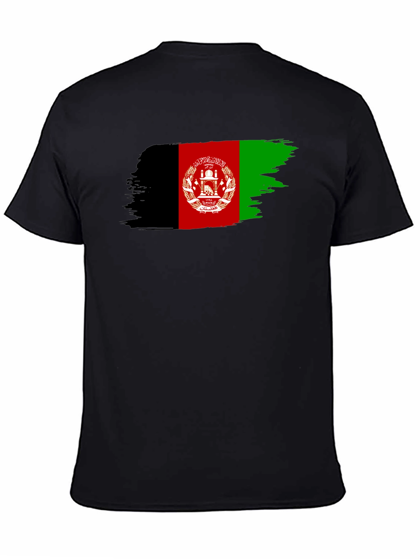 Afghanistan Flag Brush Stroke Black T-Shirt