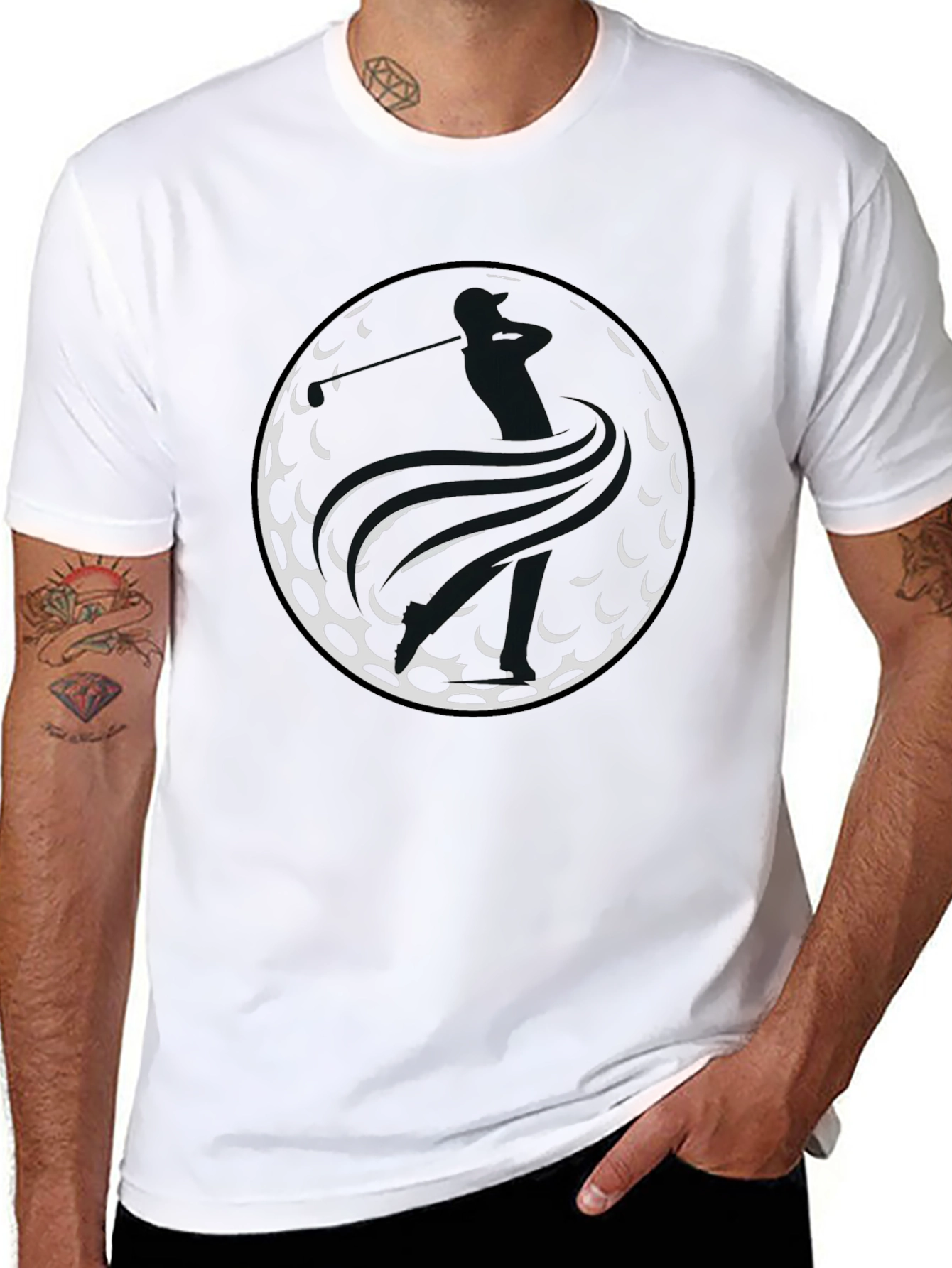 Golf Ball Tee Shirt - Golfer Swing Graphic Tee