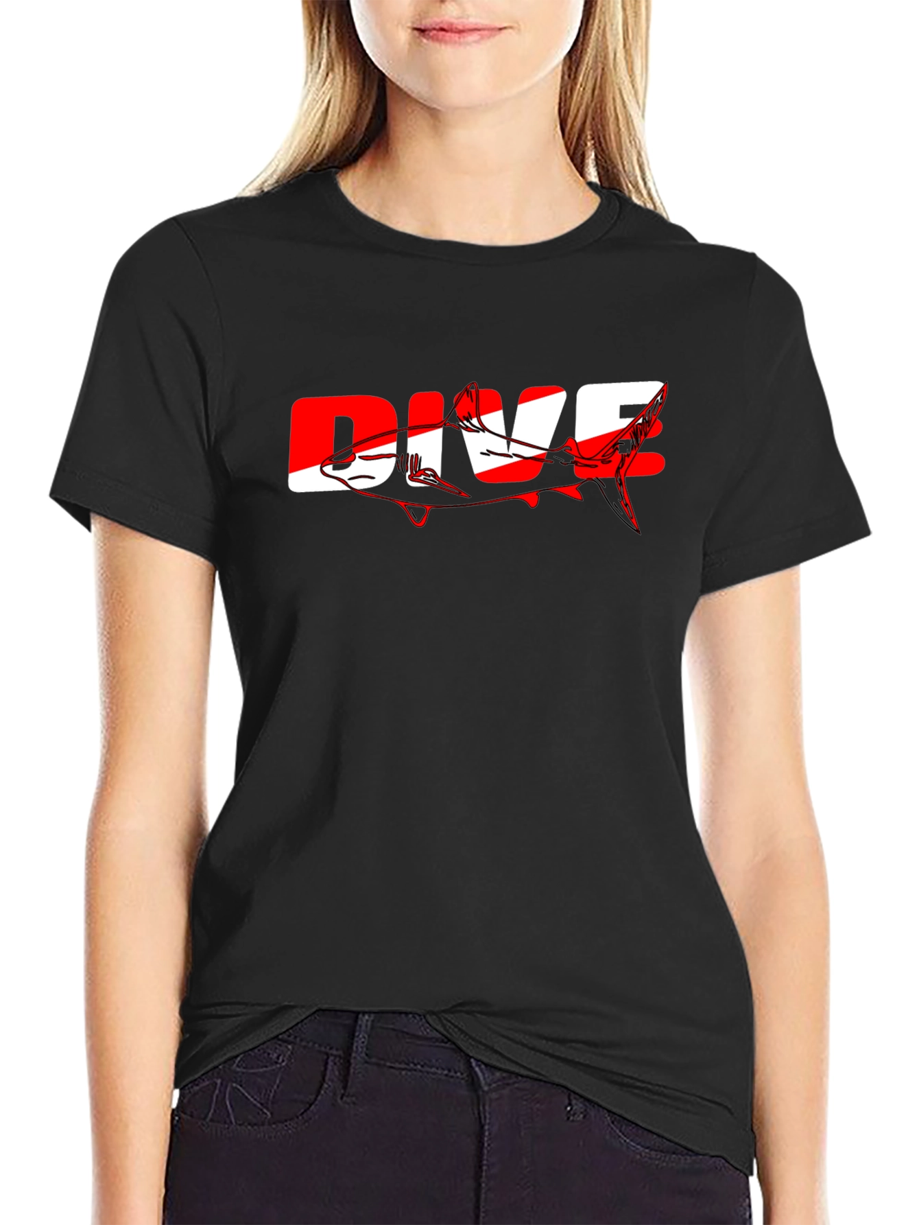Dive Shark Graphic Tee - Black