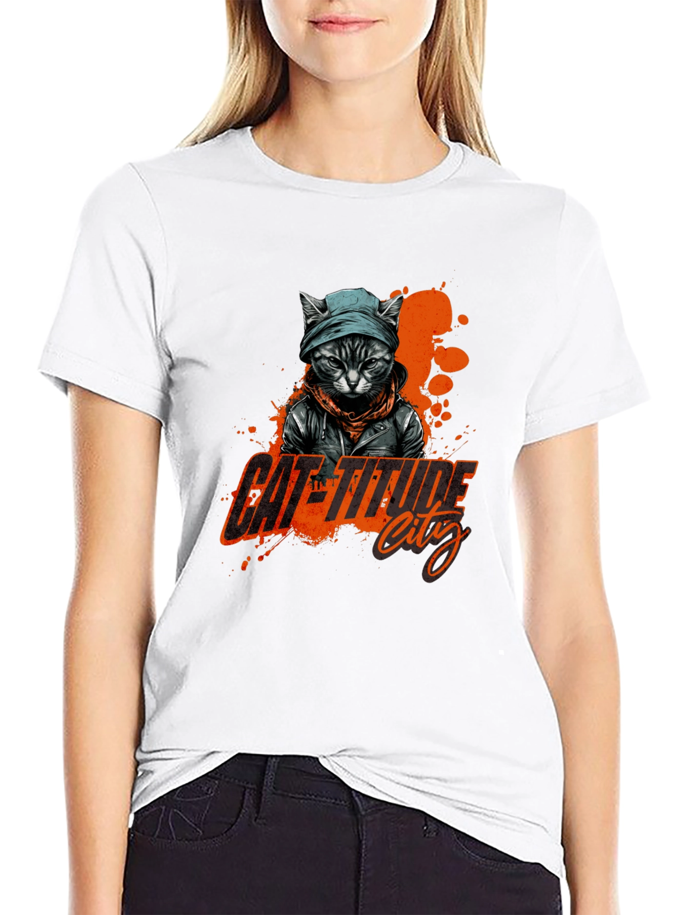 Cat-Titude City Black T-Shirt