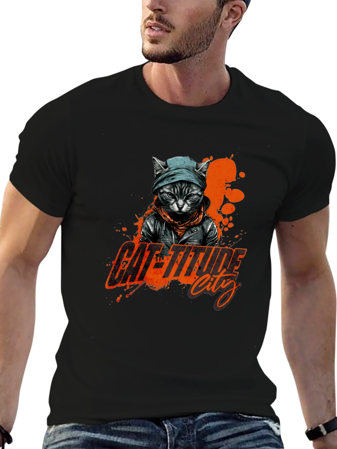 Cat-Titude City Black T-Shirt
