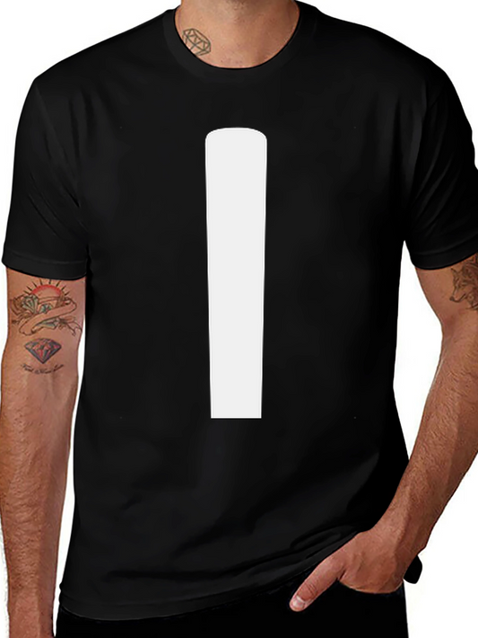 Minimalist Black T-Shirt with Bold White Stripe